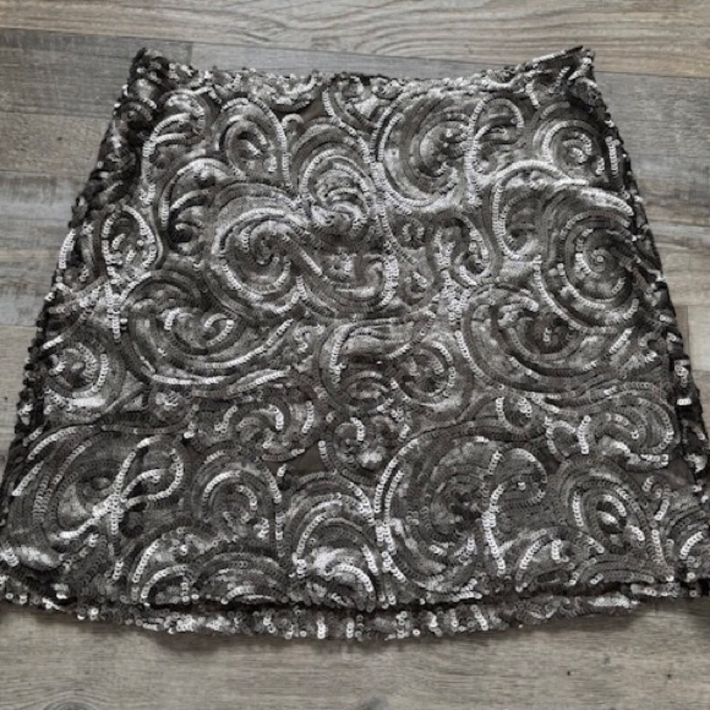 YSC yessica Sequined gold Swirl Mini Skirt